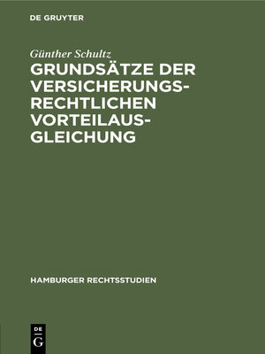 cover image of Grundsätze der versicherungsrechtlichen Vorteilausgleichung